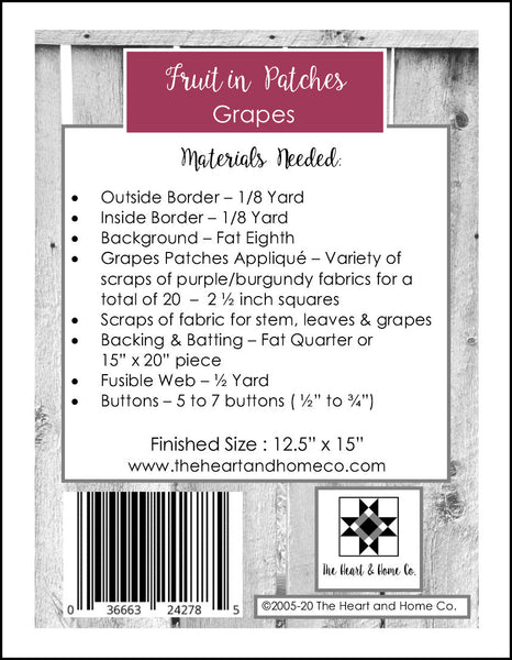 HNH28 Fruit In Patches - Grapes Paper Pattern