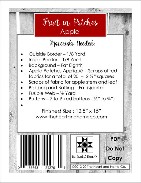 HNH26 Fruit In Patches - Apple PDF Pattern