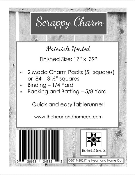 HNH205 Scrappy Charm Paper Pattern - Tablerunner Quilt Pattern