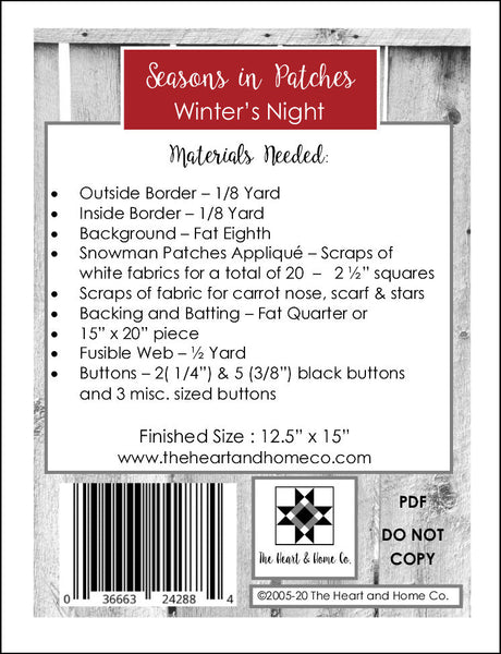 HNH38 Seasons In Patches Winter's Night PDF Pattern