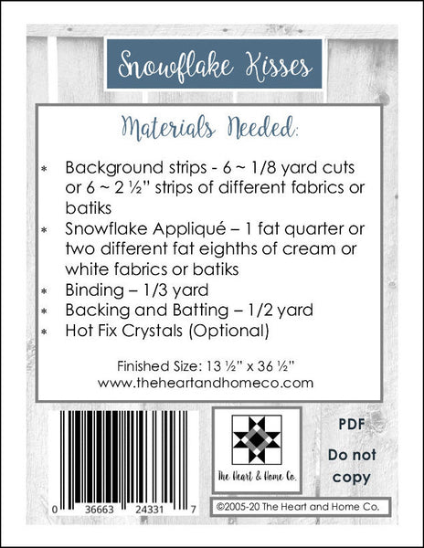 HNH201 Snowflake Kisses PDF Pattern