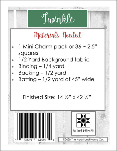 HNH211 Twinkle Tablerunner Quilt Pattern ~ Paper Pattern