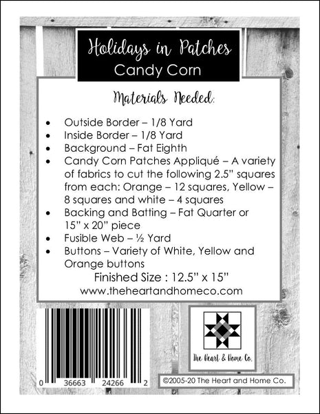 HNH16 Holidays In Patches Candy Corn PDF Pattern