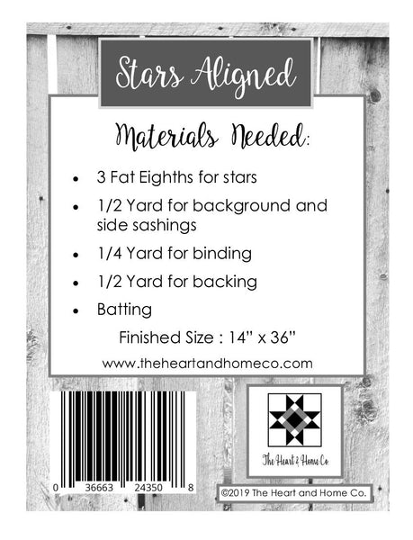 HNH208 Stars Aligned Tablerunner Quilt Pattern ~ PDF Pattern