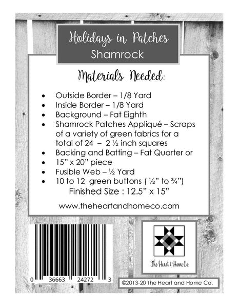HNH22 Holidays In Patches Shamrock Paper Pattern