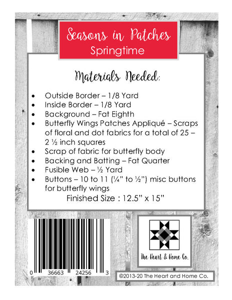 HNH06 Seasons In Patches  Springtime PDF Pattern
