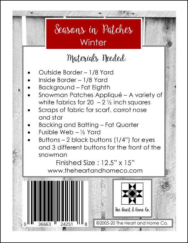HNH01 Seasons In Patches Winter Paper Pattern – The Heart and Home Co for Back In 2005 Free Printable