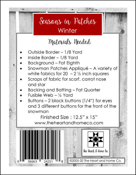 HNH01 Seasons In Patches  Winter Paper Pattern