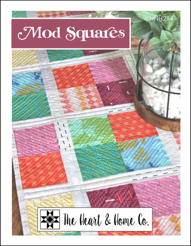 HNH214 Mod Squares by The Heart and Home Co Paper Pattern  Tablerunner